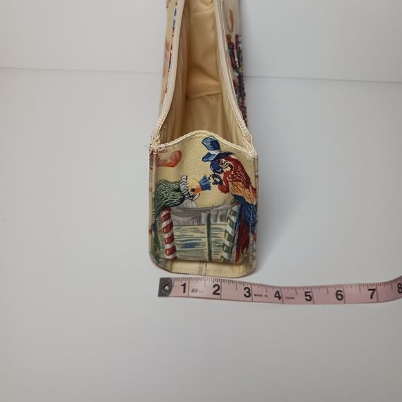 Masquerade Tapestry Beaded Purse Clutch Figure Art Italy - Picture 6 of 10